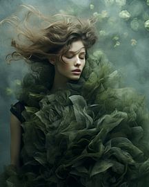 Portrait "Lady in green" by Carla Van Iersel
