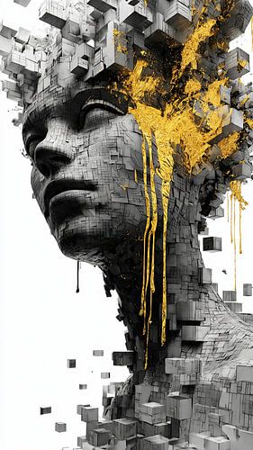 Golden Fragmentation Portrait of a Woman