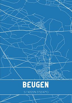 Blauwdruk | Landkaart | Beugen (Noord-Brabant) van MijnStadsPoster