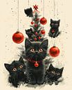Festliche Katzen und der Weihnachtsbaum von Hikmah Hidahasbi Miniaturansicht