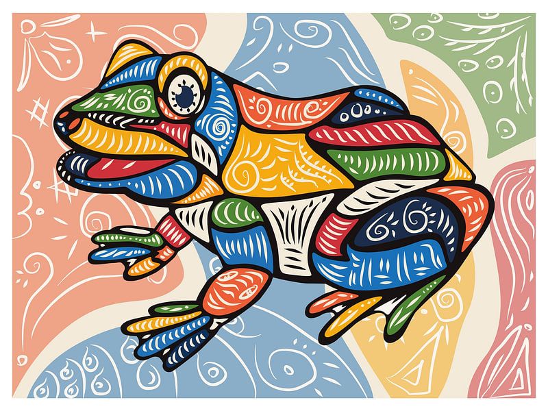 Colorful Abstract Frog Illustration by Kelly R Hayes