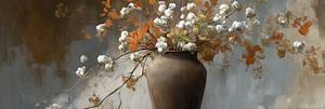 Tonvase mit Baumwollblüten