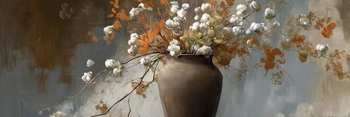 Tonvase mit Baumwollblüten