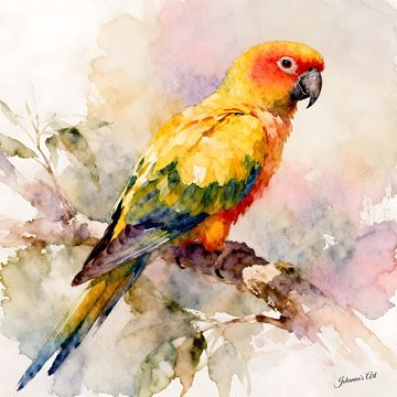 Prachtige vogels van de wereld - Zonnekonijn vogel van Johannas Art Creations
