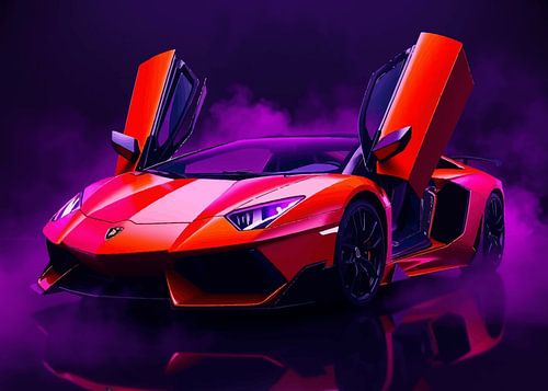 Lamborghini Aventador rood neon (Rosso Mars)