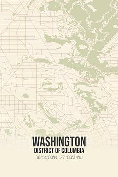 Carte ancienne de Washington (District de Columbia), Etats-Unis. sur Rezona