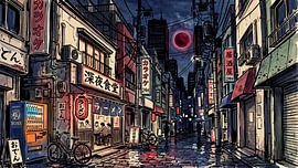 Les rues de Tokyo à minuit sur my pixel art
