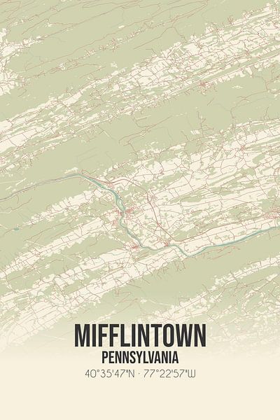 Alte Karte von Mifflintown (Pennsylvania), USA. von Ortsdrucke