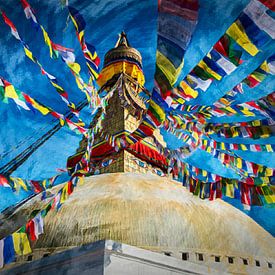 Gouden pagode (stoepa)  Boudhanath - boeddhistisch bolwerk in Nepal van Chihong