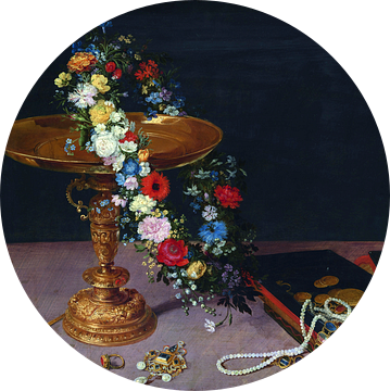 Stilleven met bloemenkrans en schaal, Jan Brueghel