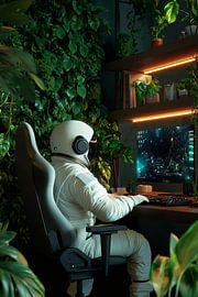 Astronaut im digitalen Dschungel von Poster Art Shop