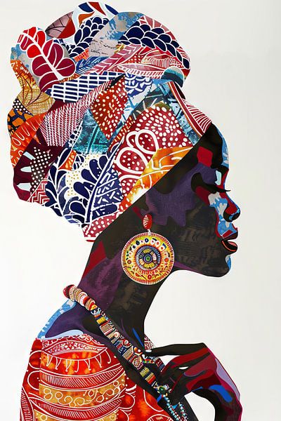 African elegance - Colourful portrait by Poster Art Shop