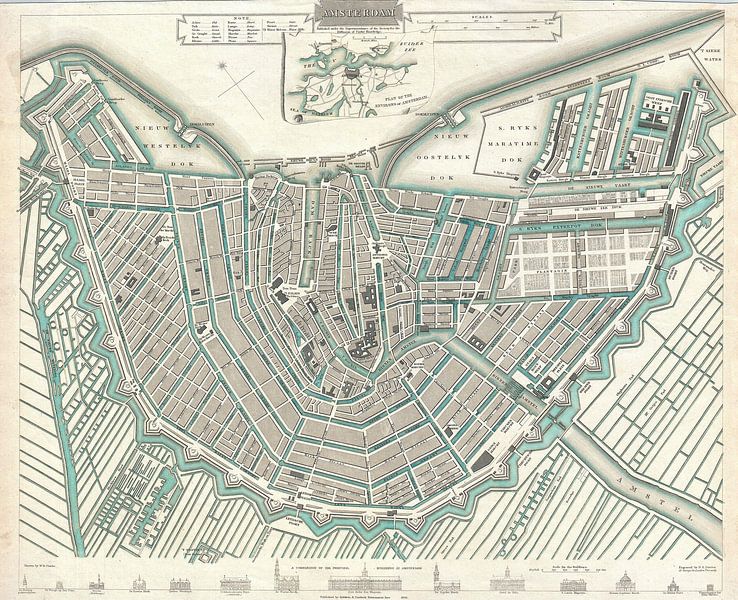Historische Karte von Amsterdam von 1000 Schilderijen