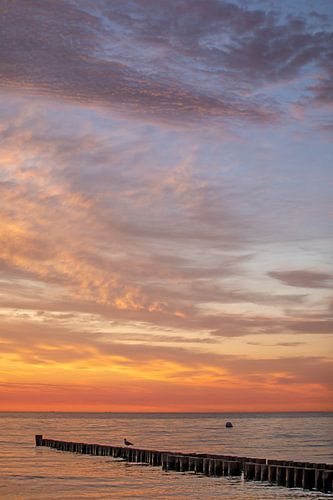 Sunset on the Baltic Sea beach