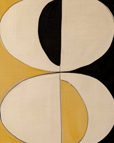 Modern abstract minimalisme in geel, zwart en beige