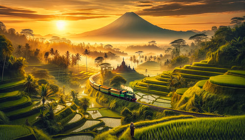 Trein door een paradijselijk landschap op Java