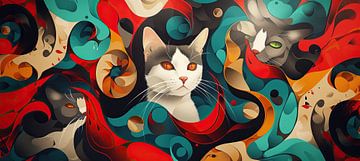 Malerei Katze | Malerei Kater von Wunderbare Kunst