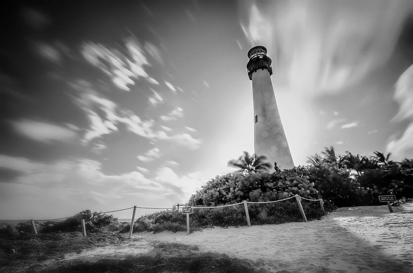 Cape Florida Lighthouse Key Biscayne I Black White by marlika art