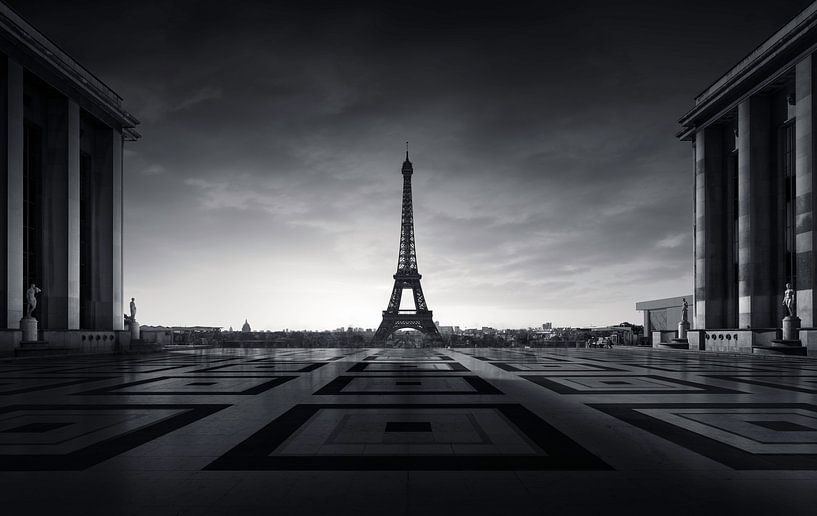 Eiffelturm Paris, schwarz - weiß von Martijn Kort