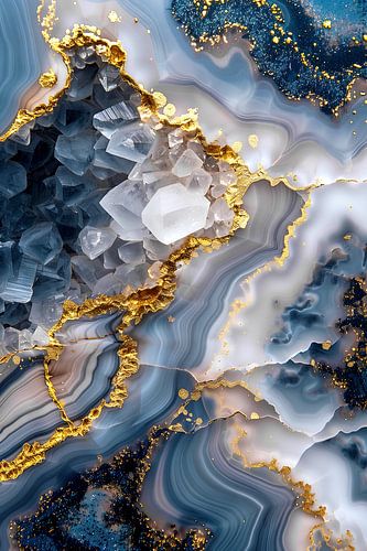 Marmer - grijs blauw met goud