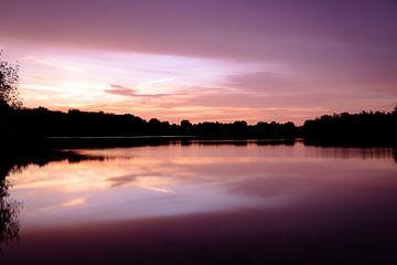 Weerspiegeling Roze Zonsondergang Waalwijk van Zwoele Plaatjes