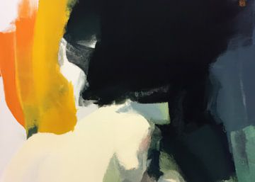 Peinture abstraite moderne "warm glow" (lueur chaude) sur Studio Allee