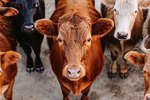 Koeien met intense blik op het platteland