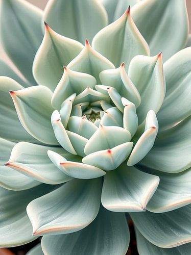 Succulente sereniteit: Een close-up portret van Echeveria's sierlijke rozet