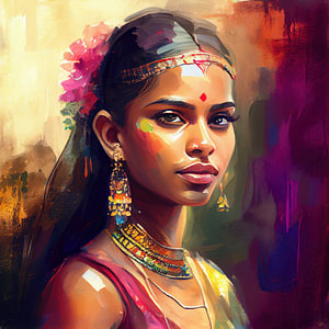 Goldenes Festival Hindu Porträt