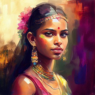 Goldenes Festival Hindu Porträt