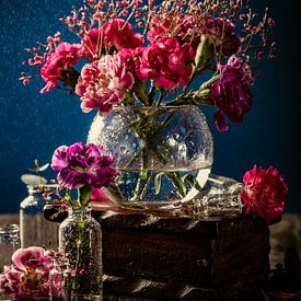 Pink carnation flowers in vase by Iryna Melnyk