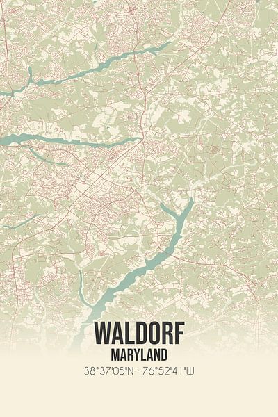 Alte Karte von Waldorf (Maryland), USA. von Ortsdrucke