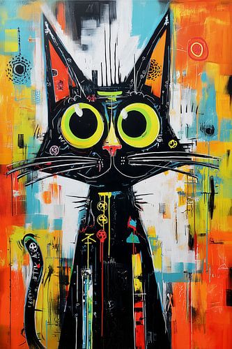 Gekke kleurrijke kat