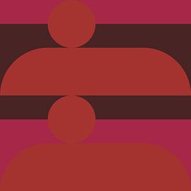 Art géométrique abstrait de style rétro en rose, orange et marron no. 7 sur Dina Dankers