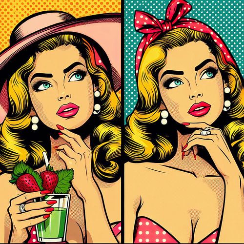 Double portrait de femme blonde