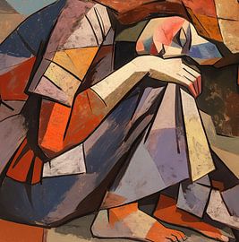 Abstract Woman in Colourful Pattern by ARTEO Paintings