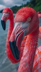 Flamingo's Nahaufnahme stehendes Panorama
