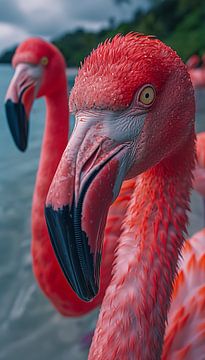 Flamingo's close up staand panorama van TheXclusive Art