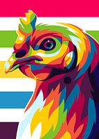 Hen Zijaanzicht in Pop Art Stijl