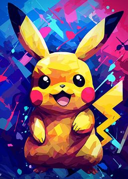 Pikachu Pokemon Spel Abstract Popart van Qreative