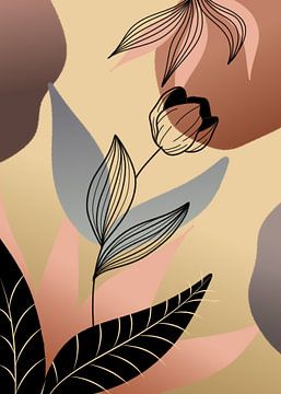 Black Line art - Tulip van Gisela