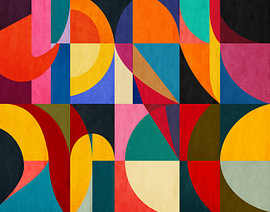 Geometric with coloured semicircles
