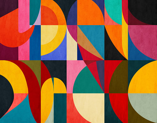 Geometrisch mit farbigen Halbkreisen