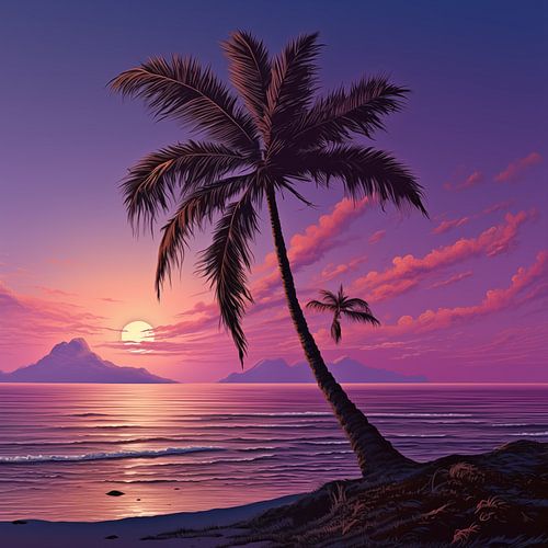 Palm tree sunset pink