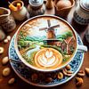Cafe Latte village with mill by Digital Art Nederland
