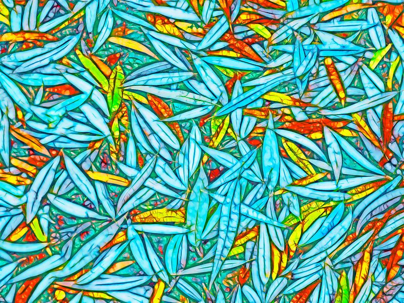 Floating Leaves in Petrol by Caroline Lichthart