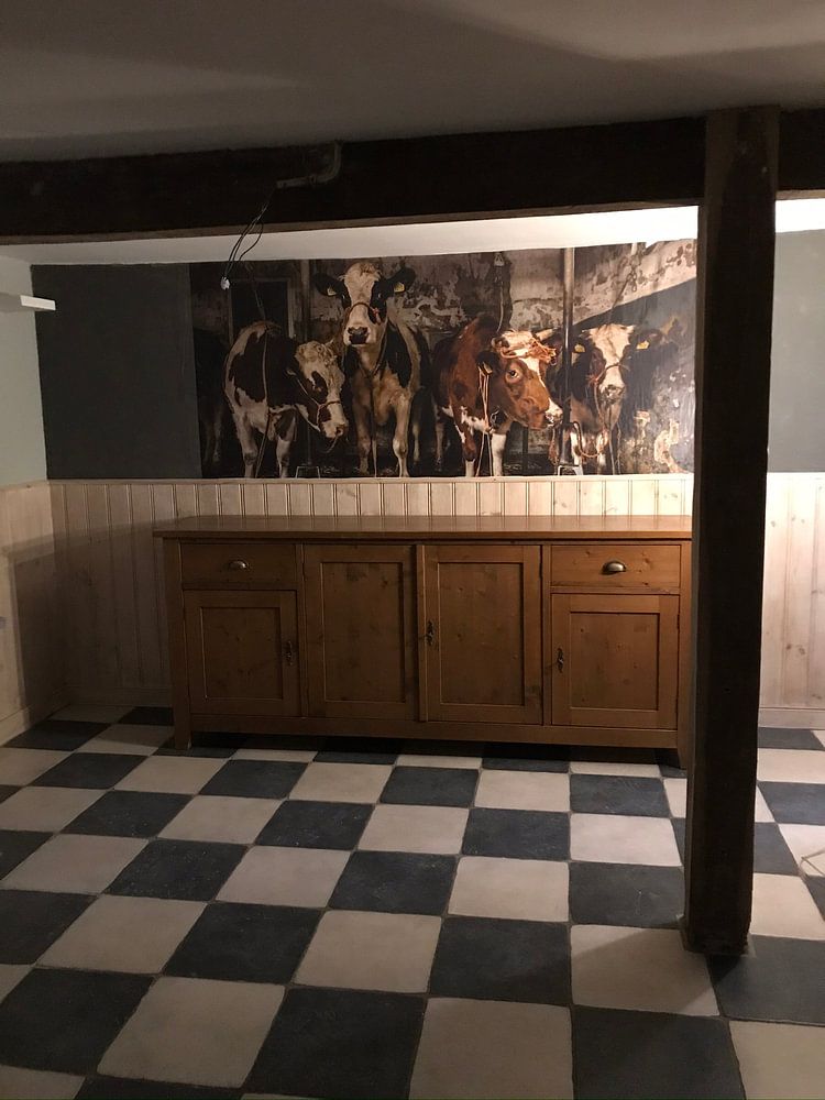 Dutch cows in an old barn, by Inge Jansen