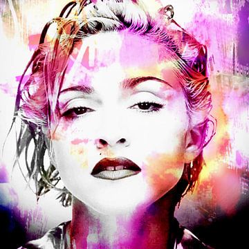 Madonna Abstract Portret Roze Oranje van Art By Dominic