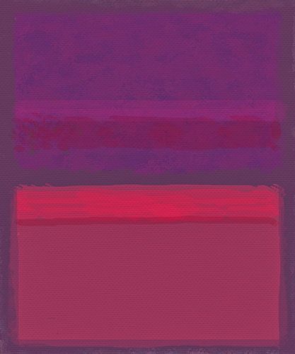 Abstract painting with red and purple by Rietje Bulthuis