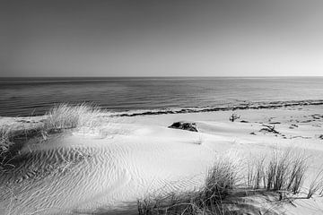 Dünen und das Meer in schwarz weißvon Sascha Kilmer